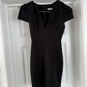 Tobi Black Puff Sleeve V-Neck Sheath Mini Dress